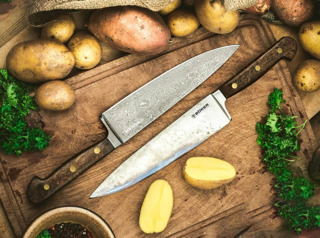 Patina Damast Chefmesser 3 Patina Damast Chefmesser – Bild 3